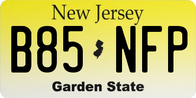 NJ license plate B85NFP