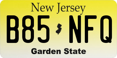 NJ license plate B85NFQ