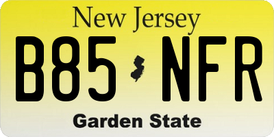 NJ license plate B85NFR
