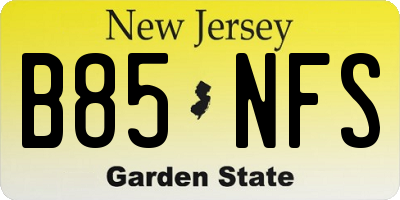 NJ license plate B85NFS