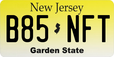 NJ license plate B85NFT