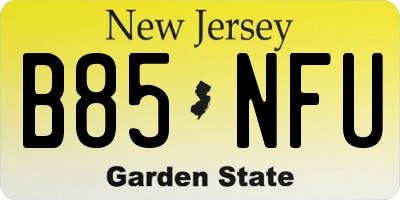 NJ license plate B85NFU