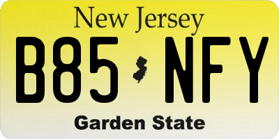 NJ license plate B85NFY