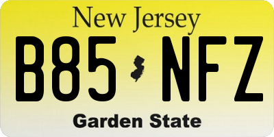NJ license plate B85NFZ