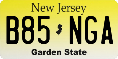 NJ license plate B85NGA