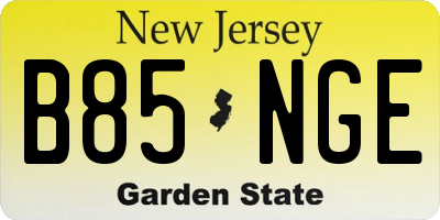 NJ license plate B85NGE