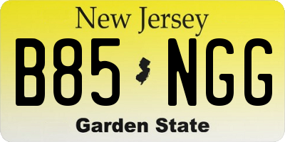 NJ license plate B85NGG