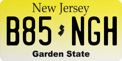 NJ license plate B85NGH
