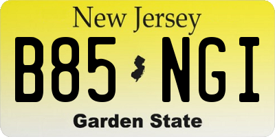 NJ license plate B85NGI