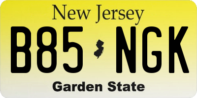 NJ license plate B85NGK