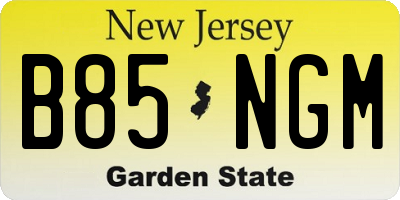 NJ license plate B85NGM