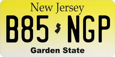 NJ license plate B85NGP