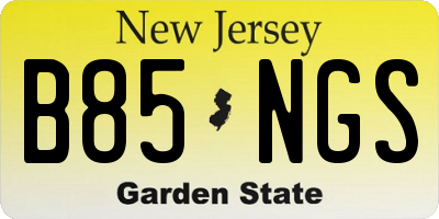 NJ license plate B85NGS
