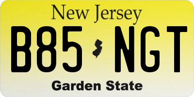 NJ license plate B85NGT
