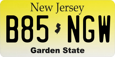 NJ license plate B85NGW