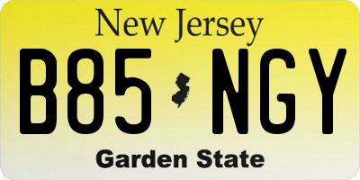 NJ license plate B85NGY