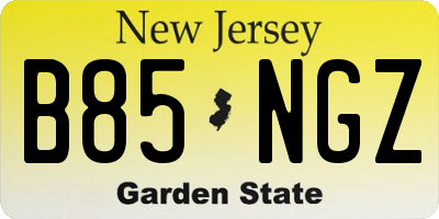 NJ license plate B85NGZ