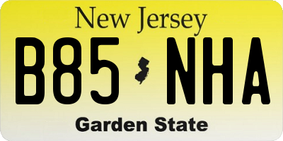 NJ license plate B85NHA