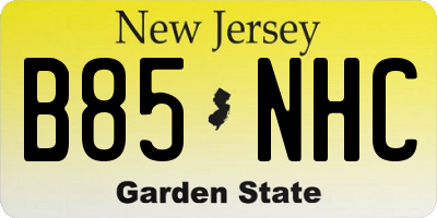 NJ license plate B85NHC
