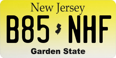 NJ license plate B85NHF