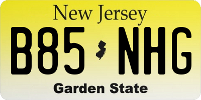 NJ license plate B85NHG