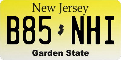 NJ license plate B85NHI