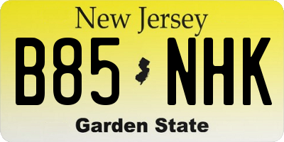 NJ license plate B85NHK