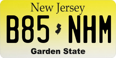 NJ license plate B85NHM