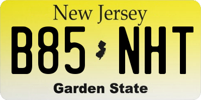 NJ license plate B85NHT