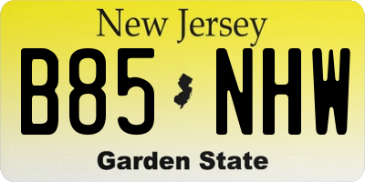 NJ license plate B85NHW