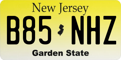 NJ license plate B85NHZ