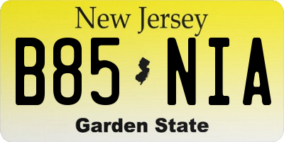 NJ license plate B85NIA