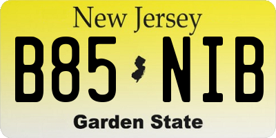 NJ license plate B85NIB