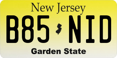 NJ license plate B85NID