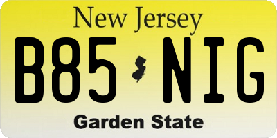 NJ license plate B85NIG