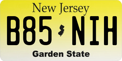NJ license plate B85NIH