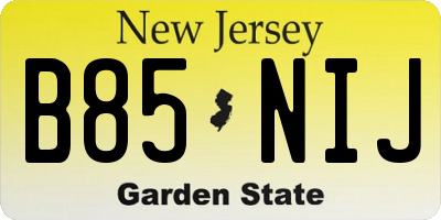 NJ license plate B85NIJ