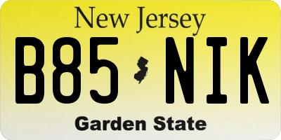 NJ license plate B85NIK