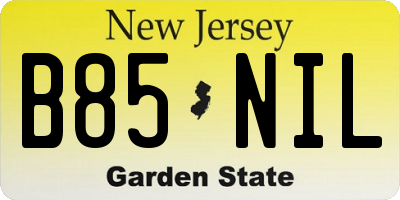 NJ license plate B85NIL