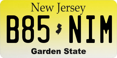 NJ license plate B85NIM