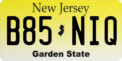 NJ license plate B85NIQ