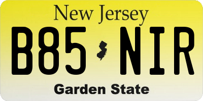 NJ license plate B85NIR
