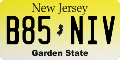 NJ license plate B85NIV