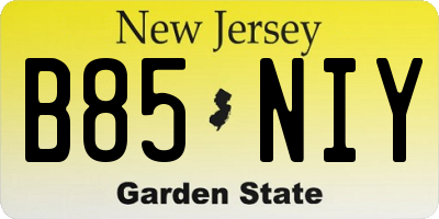 NJ license plate B85NIY