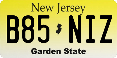 NJ license plate B85NIZ