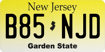 NJ license plate B85NJD