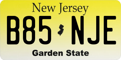 NJ license plate B85NJE