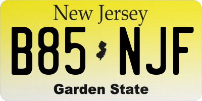 NJ license plate B85NJF