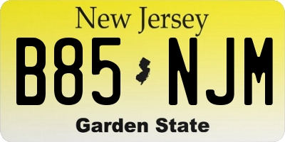NJ license plate B85NJM