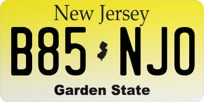NJ license plate B85NJO